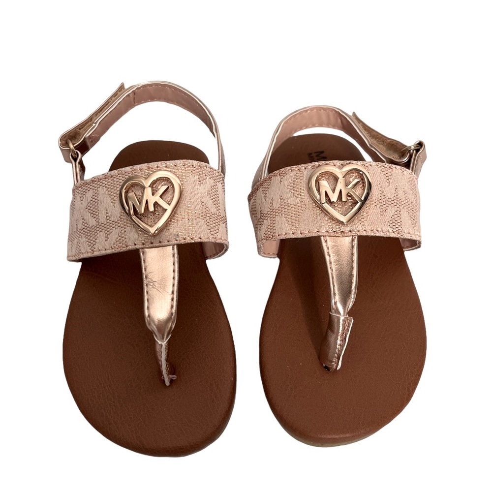 KIDS GIRLS Toddler Michael Kors Gold Heart Sandals Size 7